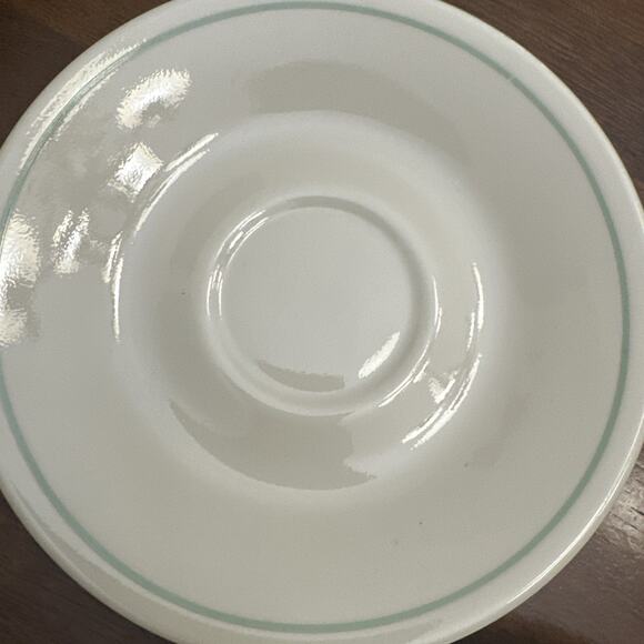 Vintage Corelle Calico Rose Saucers WHITE with Green Ring 6 1/8” Set Of 4 - Picture 5 of 9